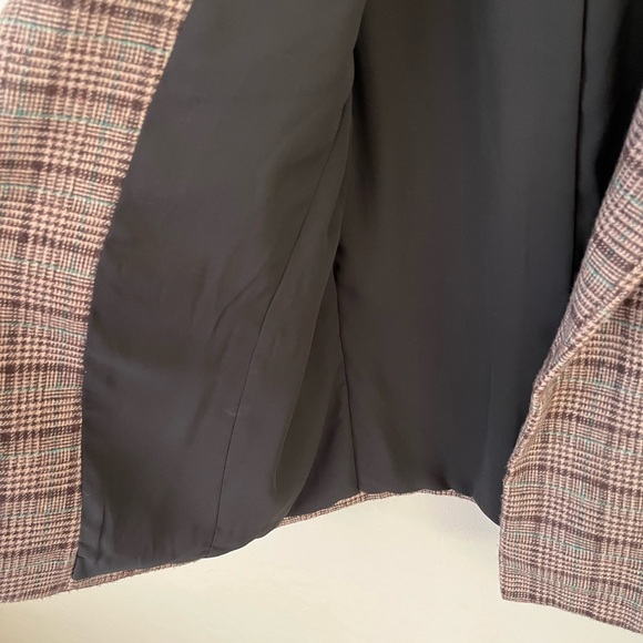 Amour Vert Pipa Wool Plaid Single Button Blazer Brown and Teal Plaid Size Medium - Picture 6 of 7